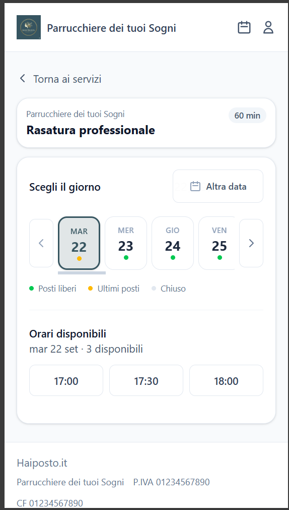 I clienti prenotano da soli
